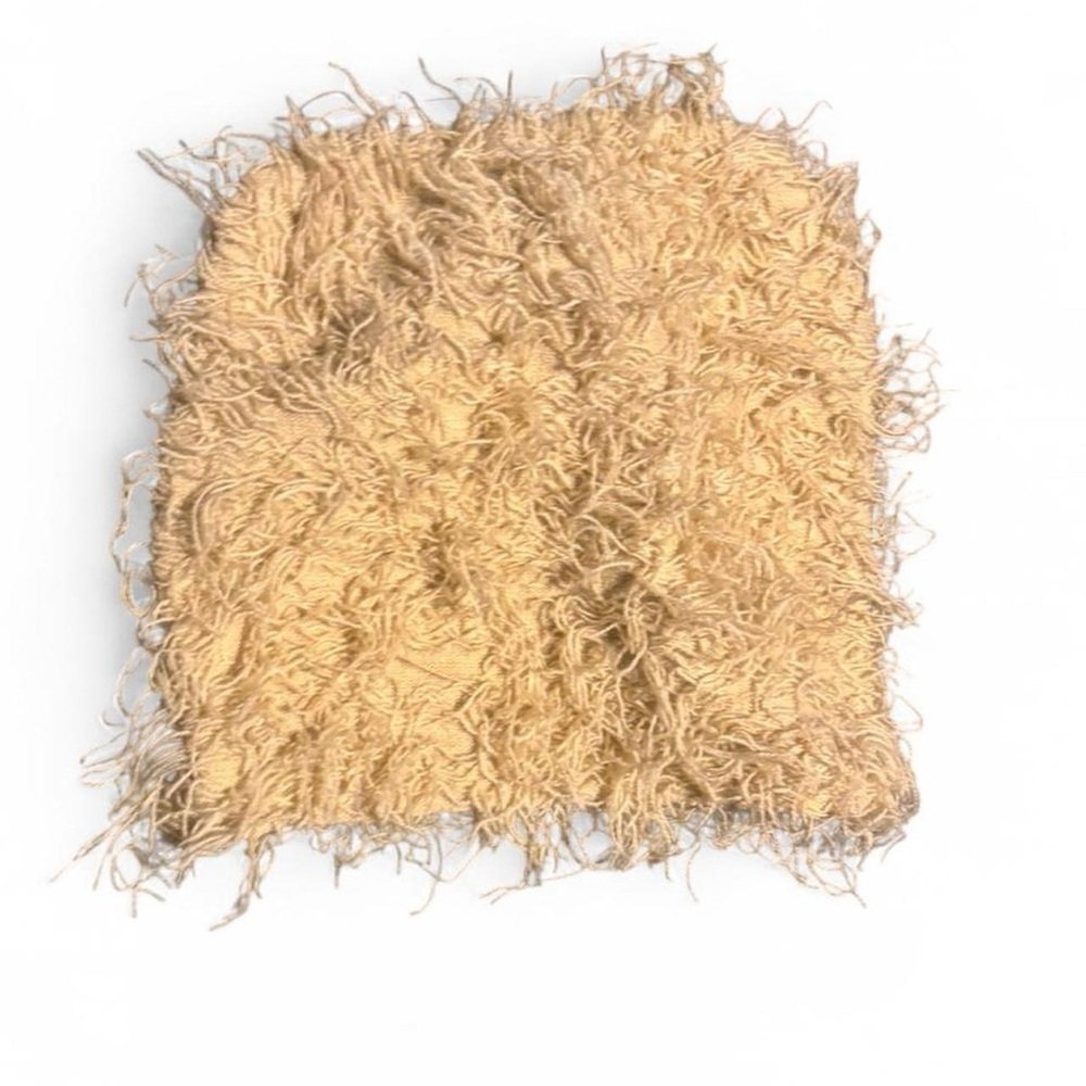 Tan shaggy fuzzy knit beanie